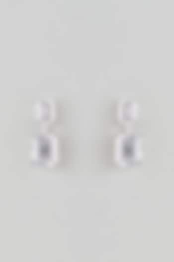 White Finish White Stone Stud Earrings In Sterling Silver by Diosa Paris Jewellery at Pernia's Pop Up Shop