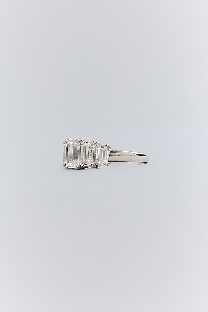 Silver Finish White Stone Ring In Sterling Silver by Diosa Paris Jewellery at Pernia's Pop Up Shop