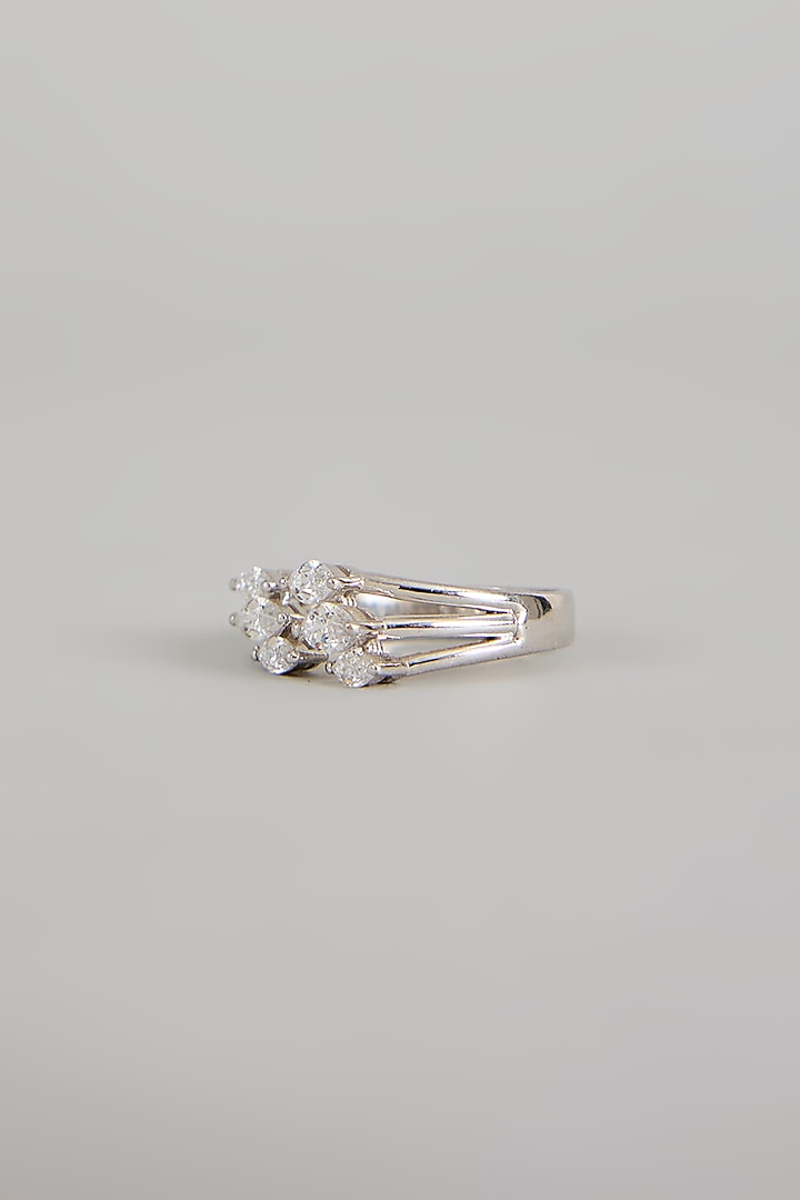 White Finish Zircon Ring In Sterling Silver by Diosa Paris Jewellery at Pernia's Pop Up Shop