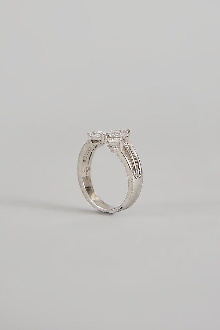 White Finish Zircon Ring In Sterling Silver by Diosa Paris Jewellery at Pernia's Pop Up Shop