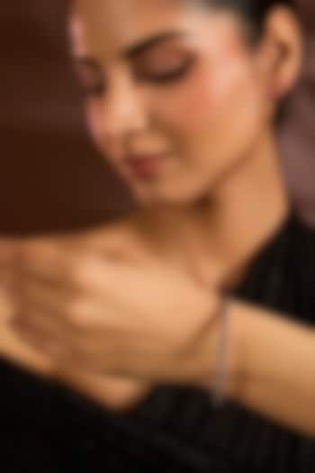 White Finish Red Stone Bangle In Sterling Silver by Diosa Paris Jewellery at Pernia's Pop Up Shop