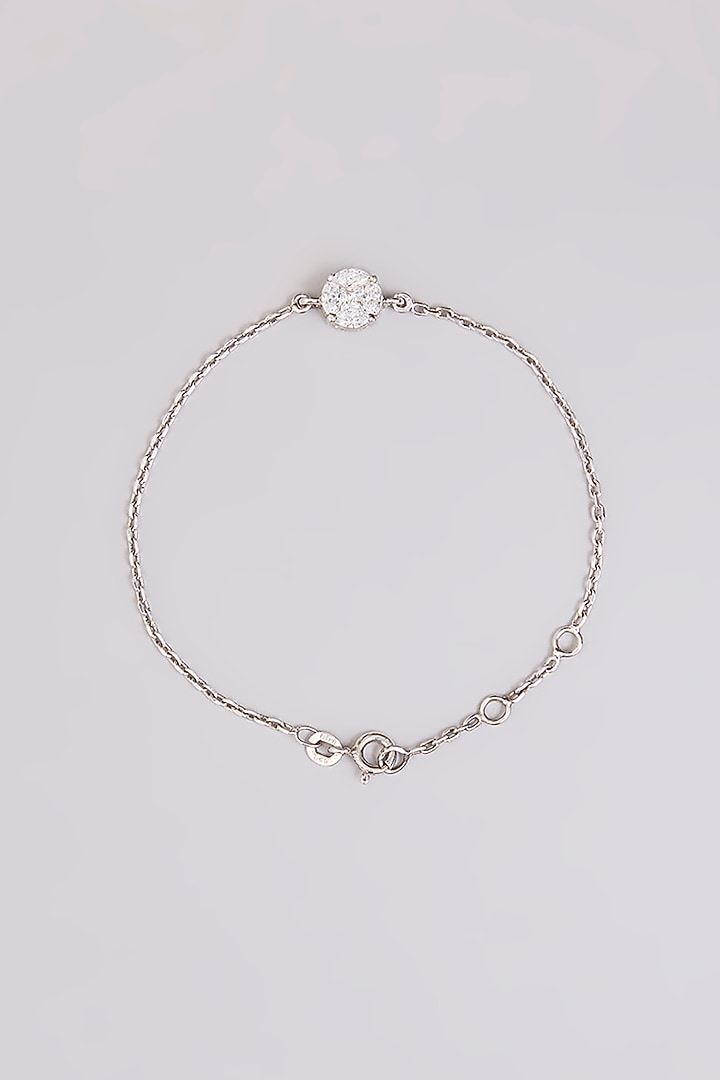 White Finish White Stone Bracelet In Sterling Silver by Diosa Paris Jewellery at Pernia's Pop Up Shop
