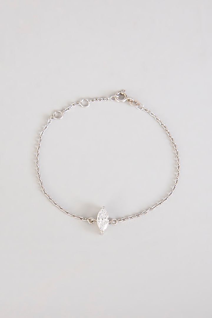 White Finish Zircon Bracelet In Sterling Silver by Diosa Paris Jewellery at Pernia's Pop Up Shop