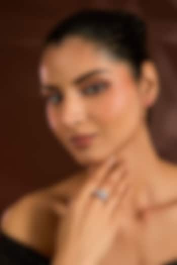 White Finish White Stone Ring In Sterling Silver by Diosa Paris Jewellery at Pernia's Pop Up Shop