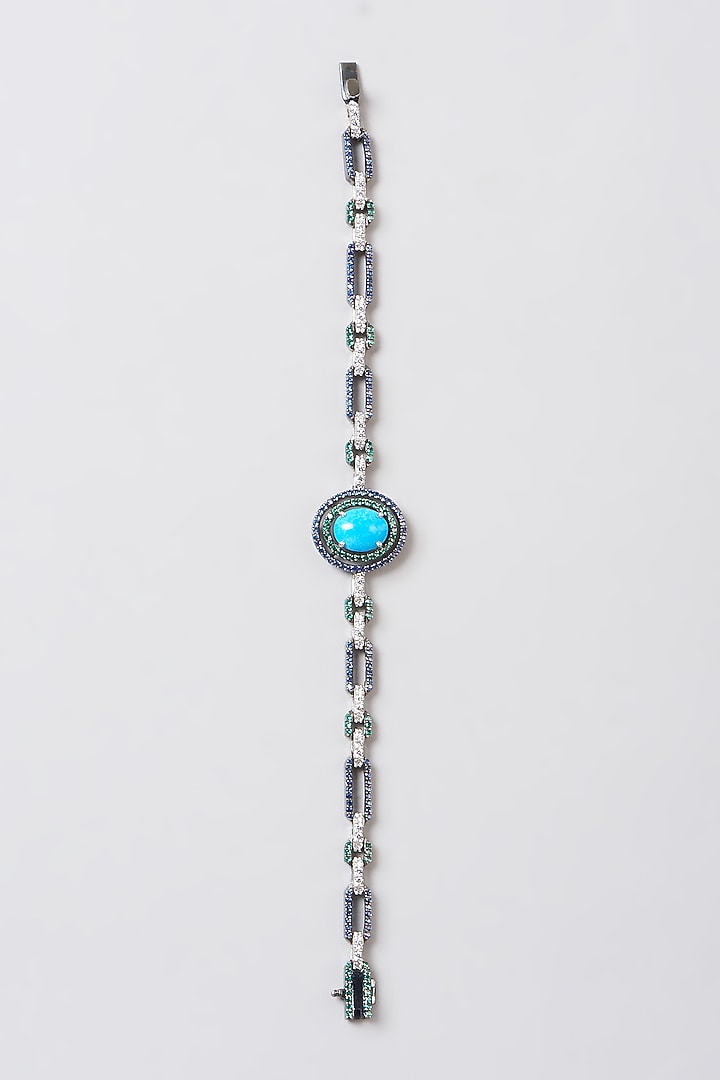 Black Rhodium Finish Cuff Bracelet In Sterling Silver by Diosa Paris Jewellery at Pernia's Pop Up Shop