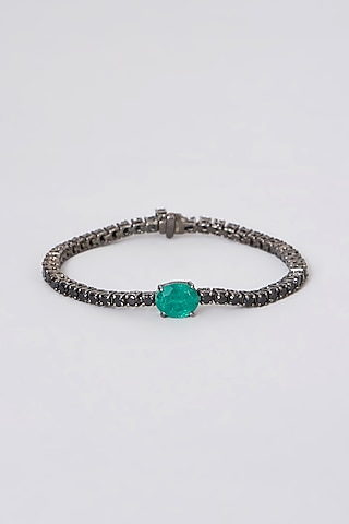 Black Rhodium Finish Tennis Bracelet In Sterling Silver by Diosa Paris Jewellery