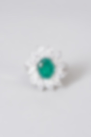 White Rhodium Finish Cocktail Ring In Sterling Silver by Diosa Paris Jewellery at Pernia's Pop Up Shop