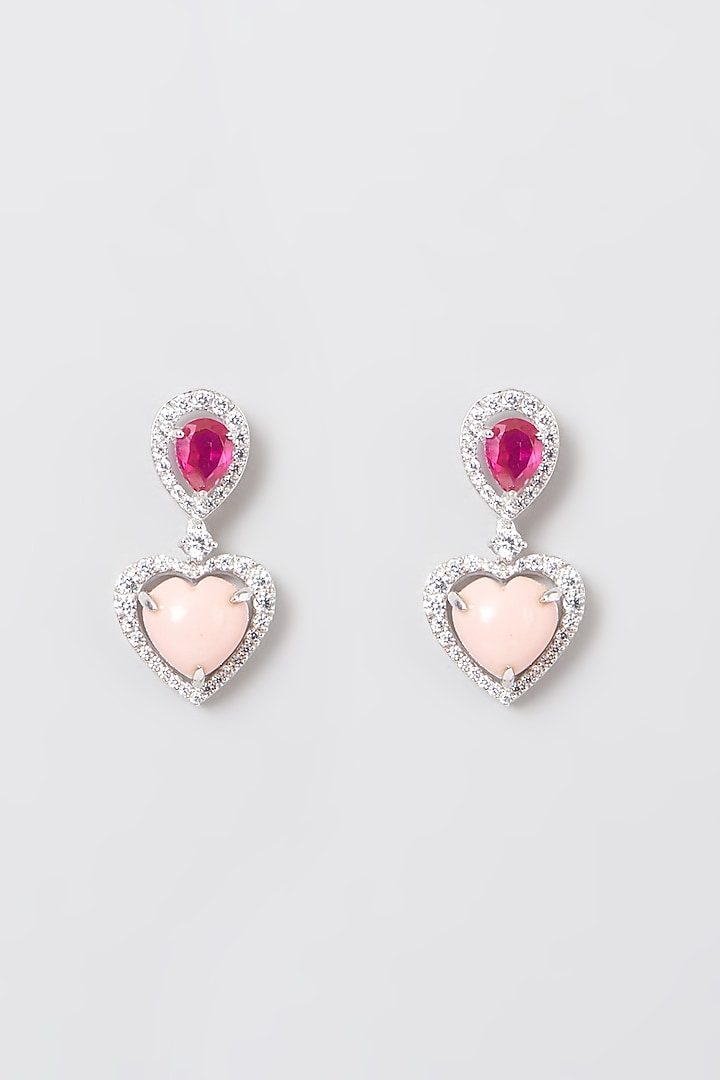 White Rhodium Finish Multi Colored Swarovski Zircons Earrings In 92.5 Sterling Silver by Diosa Paris Jewellery at Pernia's Pop Up Shop
