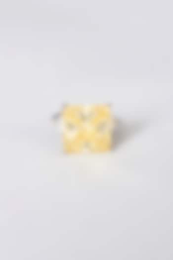 White Rhodium Finish Yellow Swarovski Zirconia Ring In Sterling Silver by Diosa Paris Jewellery at Pernia's Pop Up Shop