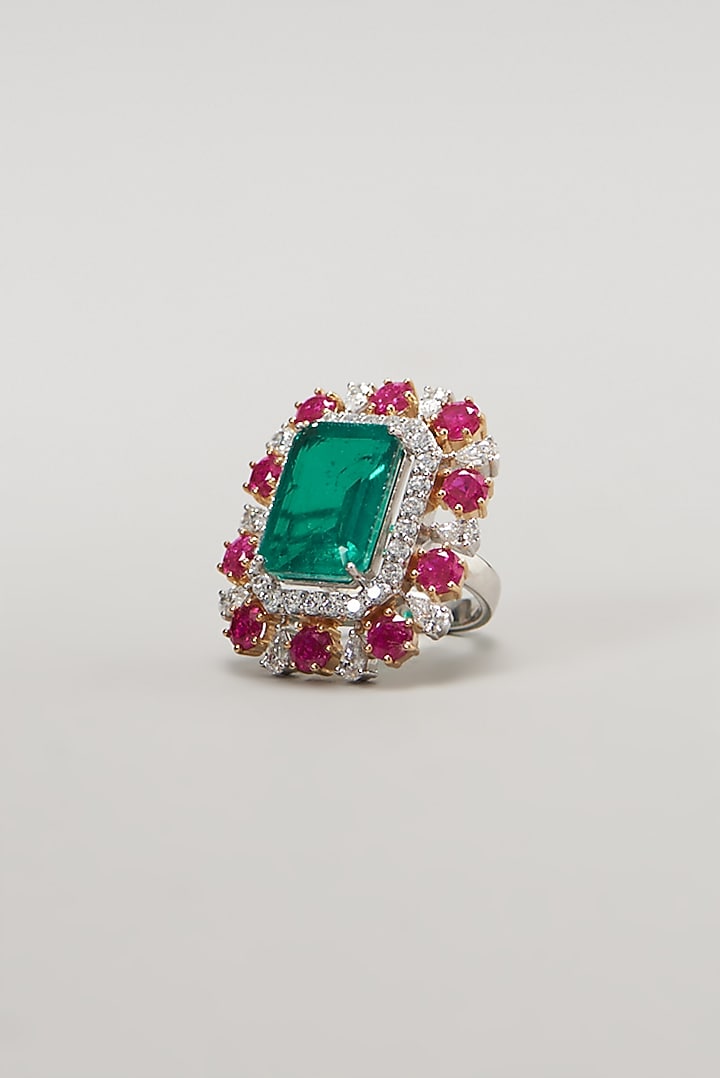 White Finish Swarovski Zirconia Ring In Sterling Silver by Diosa Paris Jewellery at Pernia's Pop Up Shop