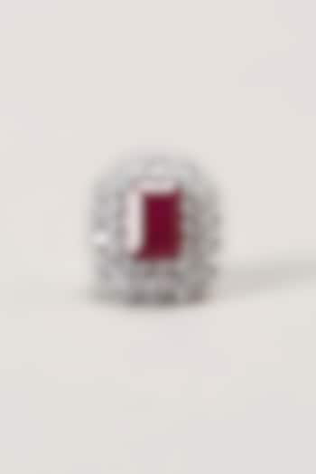 White Finish Swarovski Cocktail Ring In Sterling Silver by Diosa Paris Jewellery at Pernia's Pop Up Shop