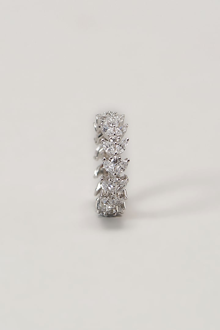 White Finish Swarovski Ring In Sterling Silver by Diosa Paris Jewellery at Pernia's Pop Up Shop
