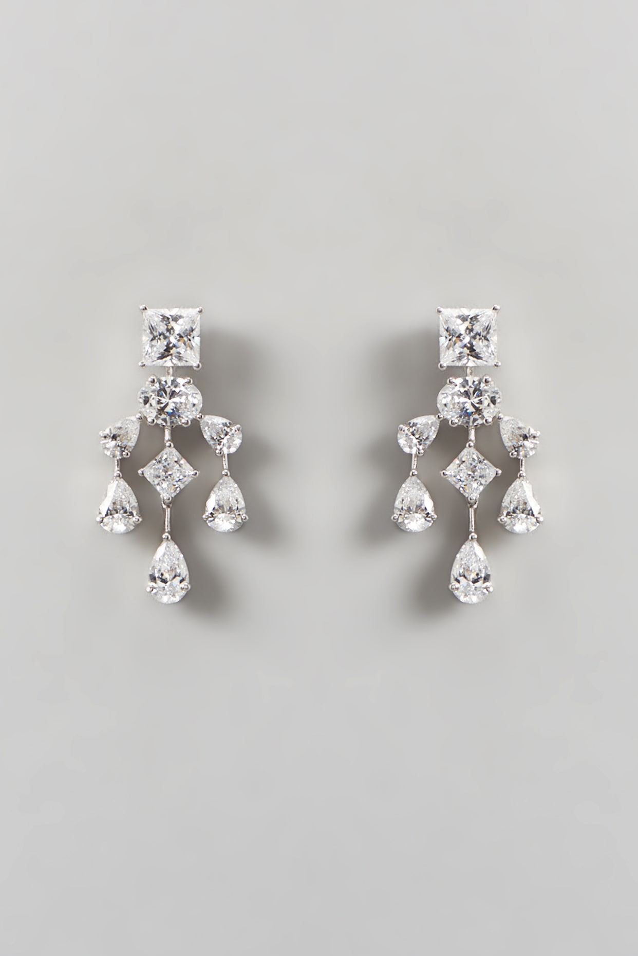 Mesmera bar earrings, Mixed cuts, White, Rhodium plated | Swarovski