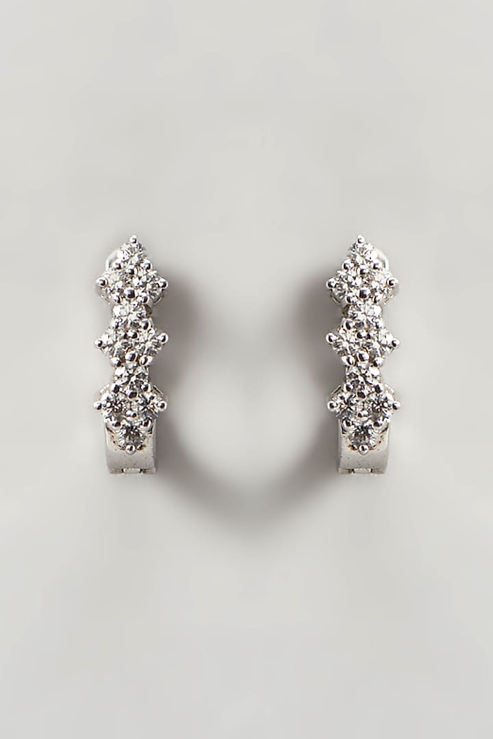 White Finish Swarovski Zirconia Earclips In Sterling Silver by Diosa Paris Jewellery at Pernia's Pop Up Shop
