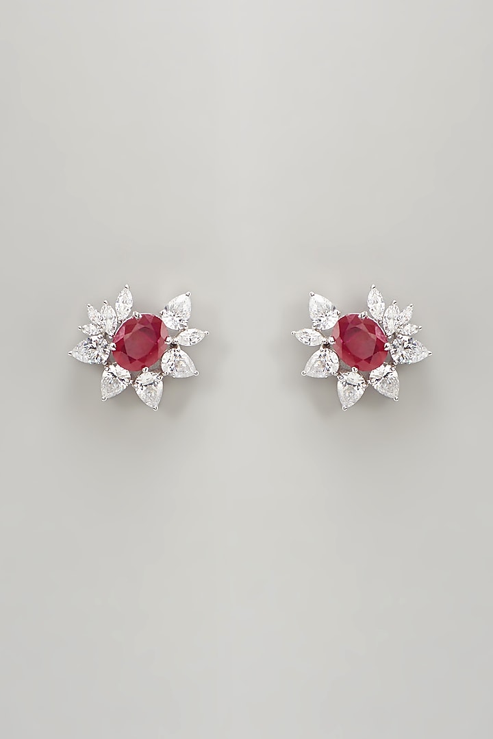 White Finish Swarovski Earclips In Sterling Silver by Diosa Paris Jewellery at Pernia's Pop Up Shop