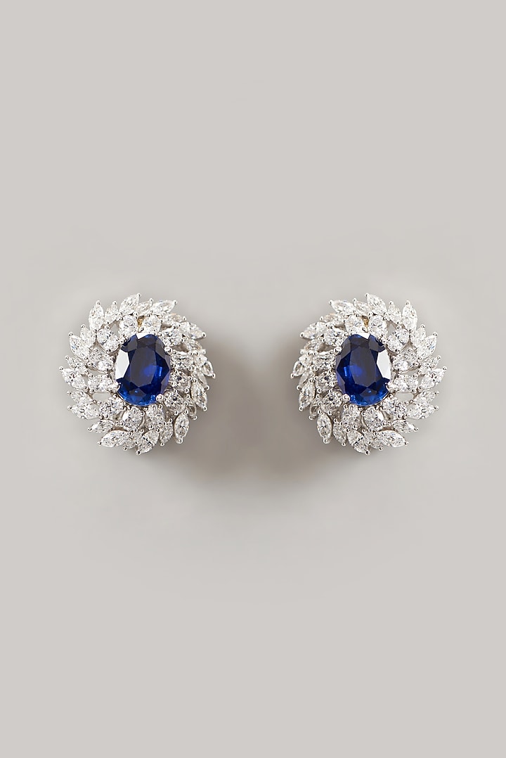 White Finish Swarovski Zirconia Earclips In Sterling Silver by Diosa Paris Jewellery at Pernia's Pop Up Shop