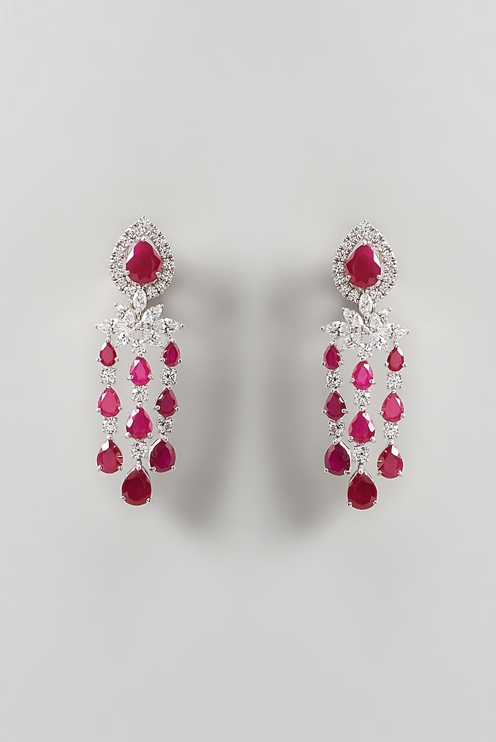 White Finish Swarovski Zirconia Earrings In Sterling Silver by Diosa Paris Jewellery at Pernia's Pop Up Shop