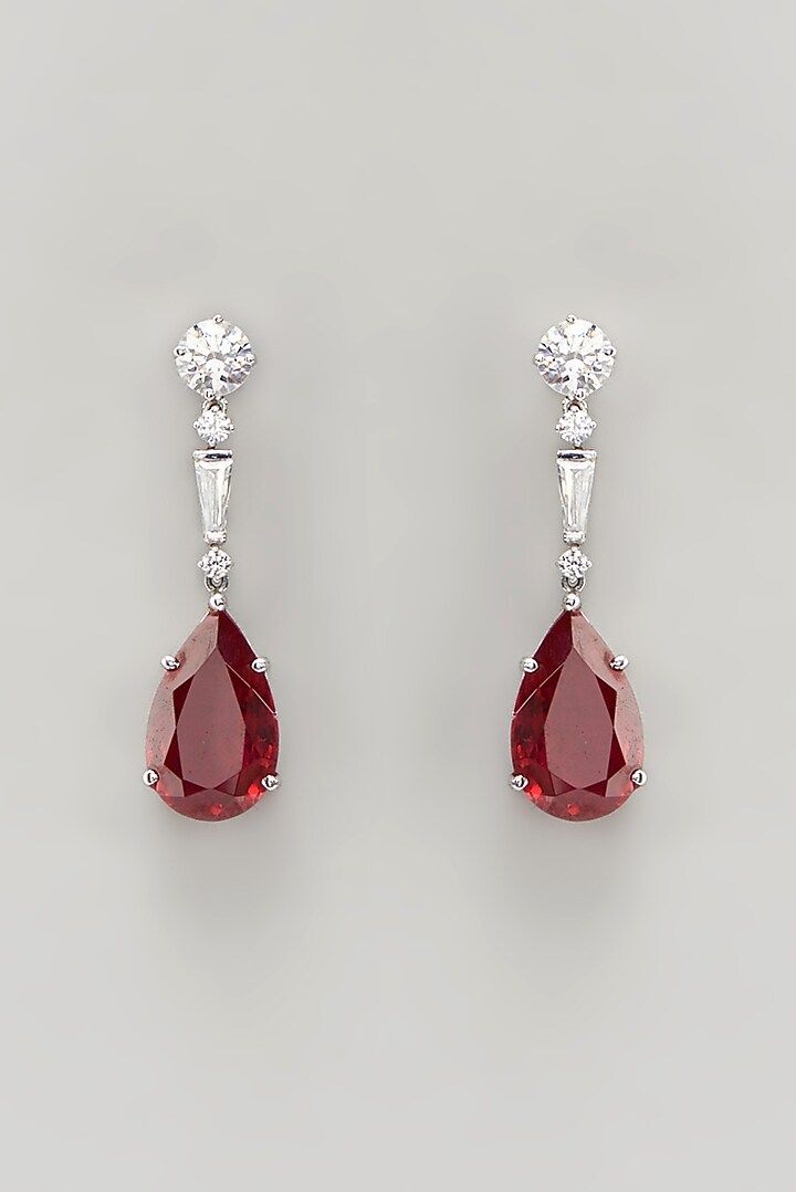 White Finish Swarovski Zirconia Chandelier Earrings In Sterling Silver by Diosa Paris Jewellery at Pernia's Pop Up Shop