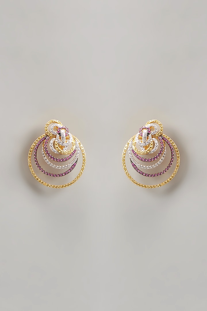 Gold Finish Swarovski Chandbali Earrings In Sterling Silver by Diosa Paris Jewellery at Pernia's Pop Up Shop