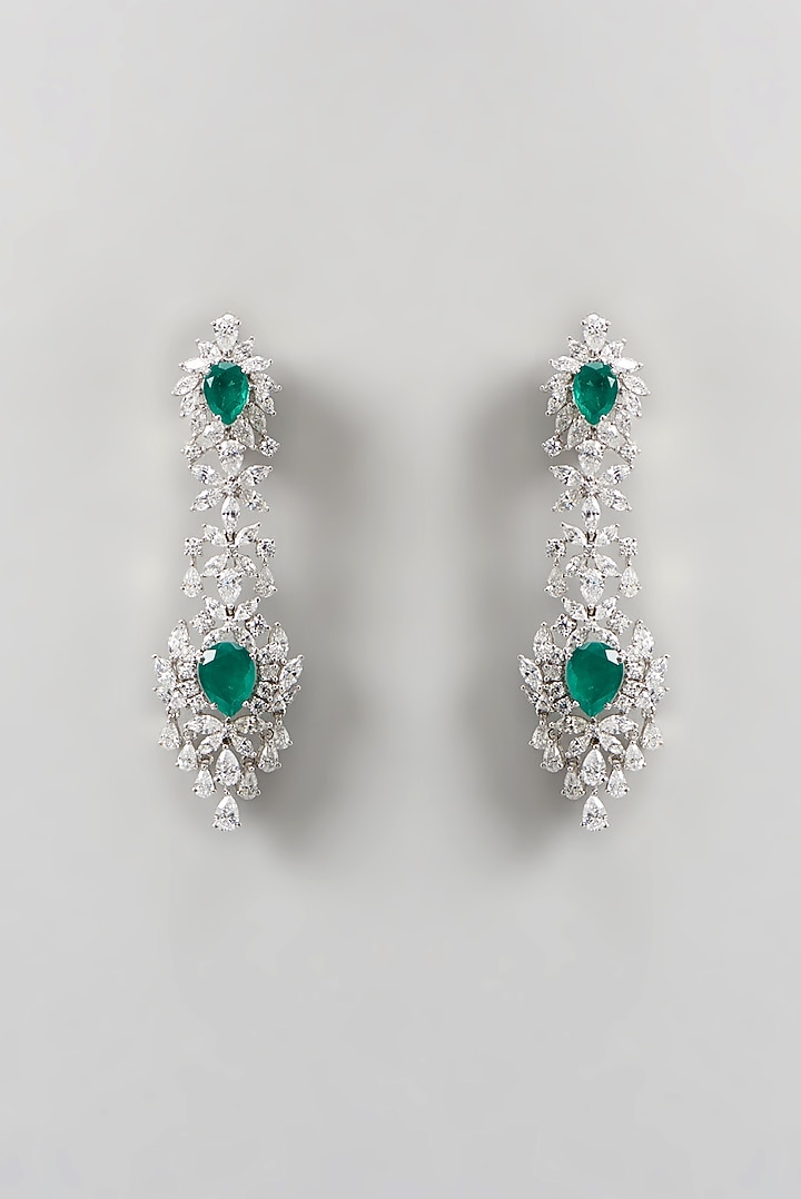 White Finish Swarovski Chandelier Earrings In Sterling Silver by Diosa Paris Jewellery at Pernia's Pop Up Shop