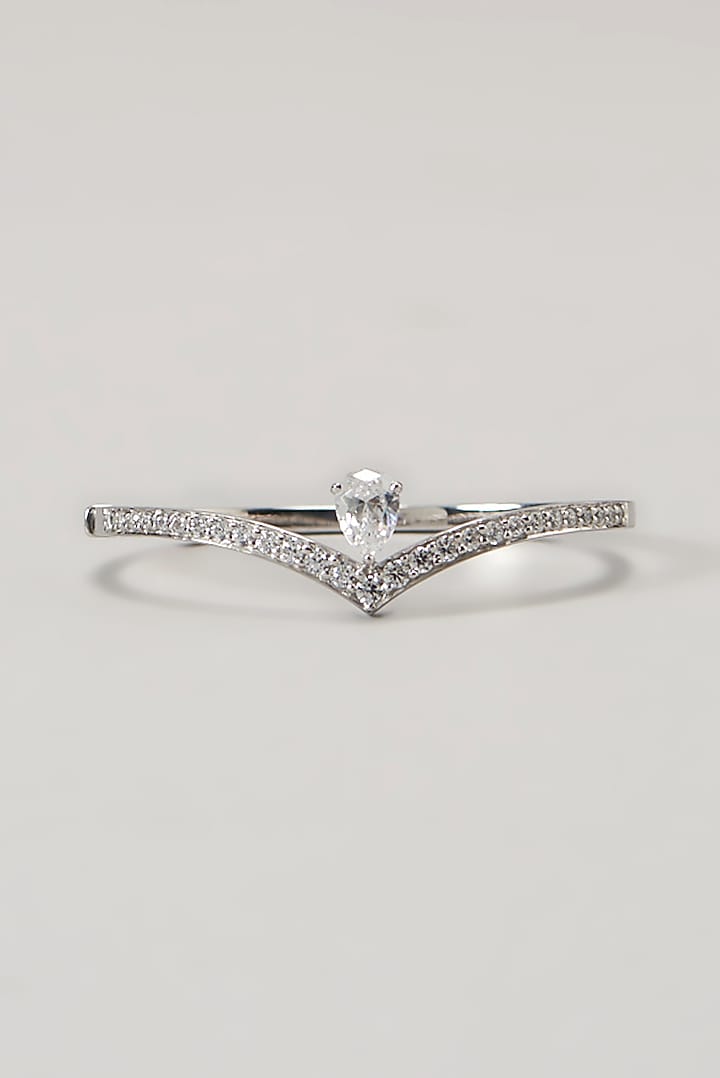 White Finish Swarovski Zirconia Bangle In Sterling Silver by Diosa Paris Jewellery at Pernia's Pop Up Shop