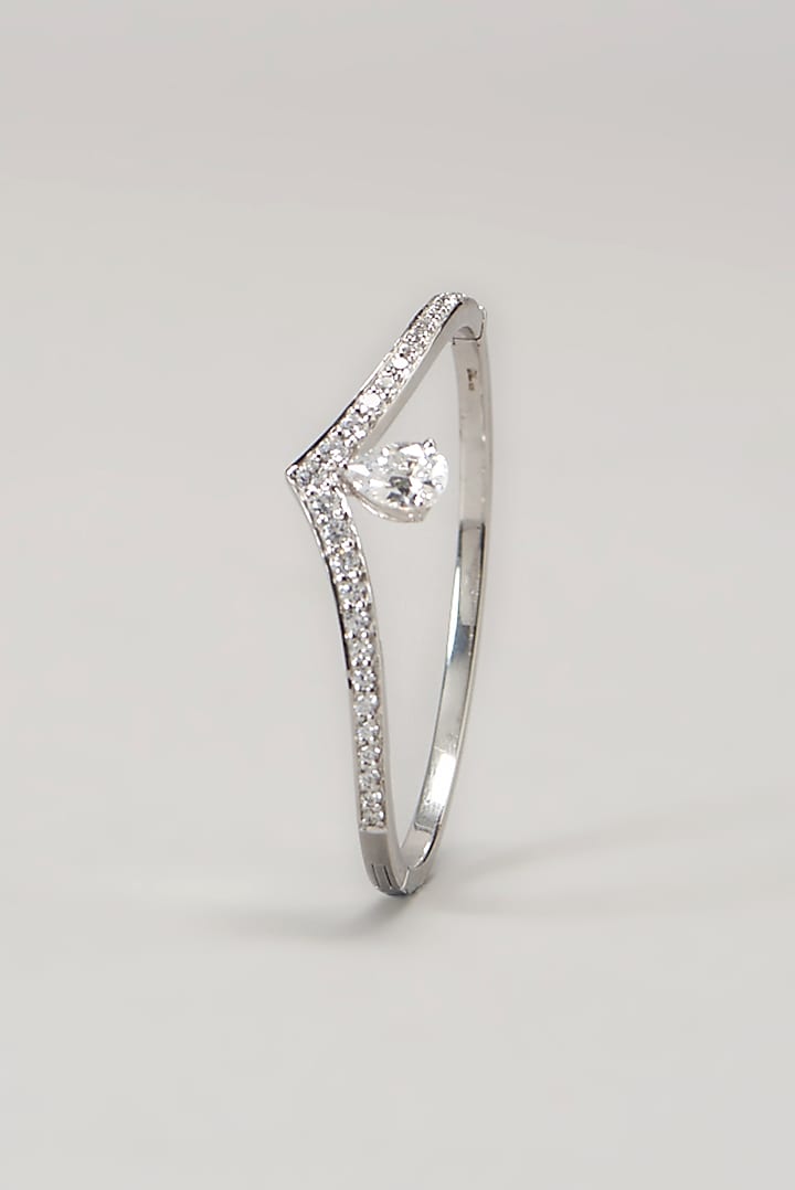 White Finish Swarovski Zirconia Bangle In Sterling Silver by Diosa Paris Jewellery at Pernia's Pop Up Shop