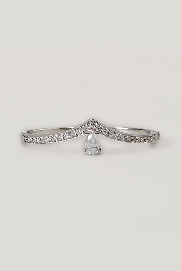 White Finish Swarovski Zirconia Bangle In Sterling Silver by Diosa Paris Jewellery at Pernia's Pop Up Shop