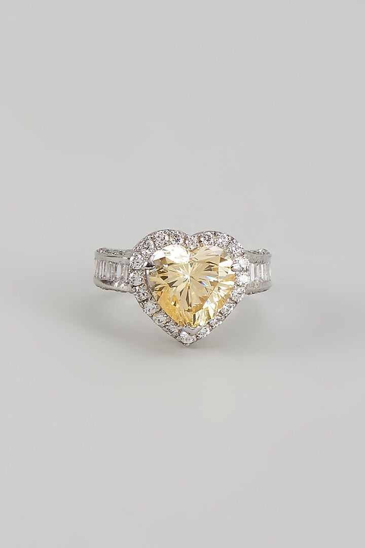White Finish Swarovski Zircon Ring In Sterling Silver by Diosa Paris Jewellery at Pernia's Pop Up Shop