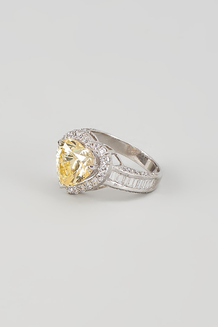 White Finish Swarovski Zircon Ring In Sterling Silver by Diosa Paris Jewellery at Pernia's Pop Up Shop