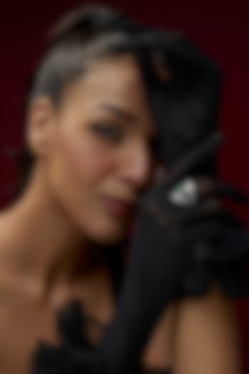 White Finish Stone & Swarovski Zircon Ring In Sterling Silver by Diosa Paris Jewellery at Pernia's Pop Up Shop