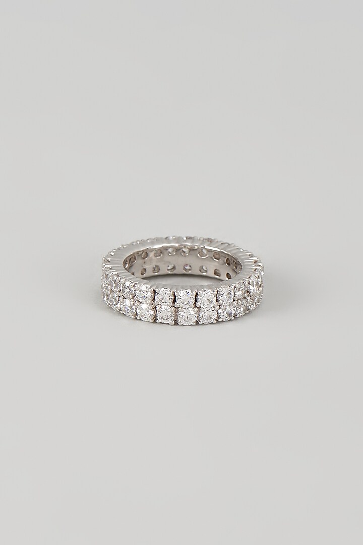 White Finish Swarovski Zircon Ring In Sterling Silver by Diosa Paris Jewellery at Pernia's Pop Up Shop