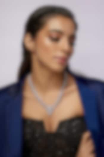 White Finish Swarovski Zircon Necklace In Sterling Silver by Diosa Paris Jewellery at Pernia's Pop Up Shop