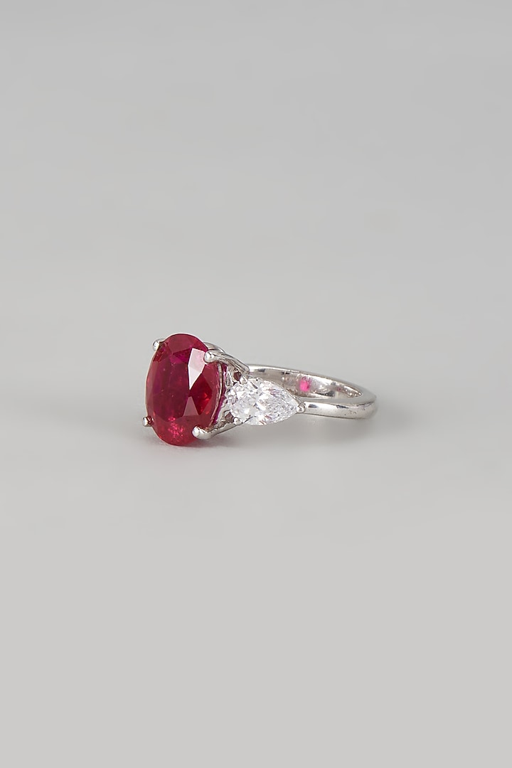 White Finish Swarovski Zirconia Ring In Sterling Silver by Diosa Paris Jewellery at Pernia's Pop Up Shop