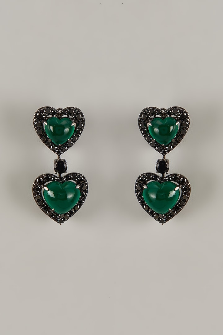 White Finish Swarovski Zirconia Dangler Earrings In Sterling Silver by Diosa Paris Jewellery at Pernia's Pop Up Shop