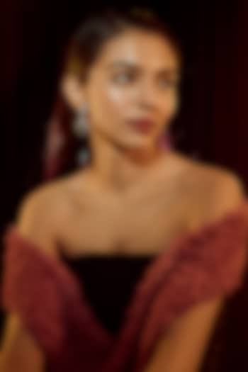 White Finish Crystal & Swarovski Zirconia Dangler Earrings In Sterling Silver by Diosa Paris Jewellery at Pernia's Pop Up Shop