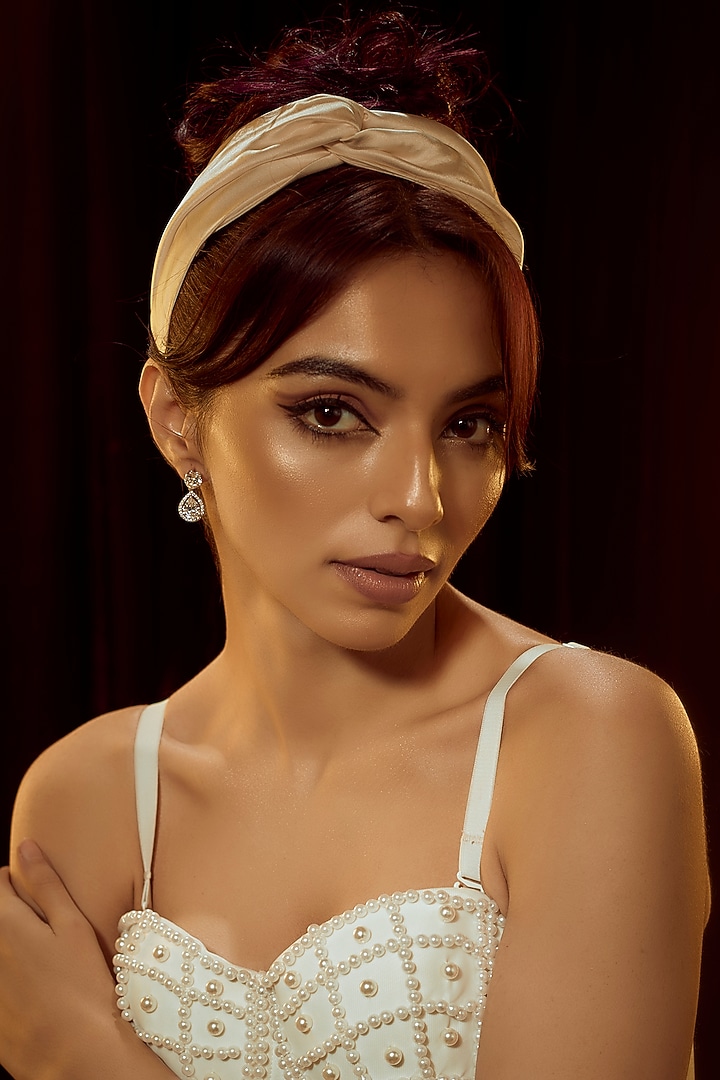 White Finish Swarovski Zirconia Dangler Earrings In Sterling Silver by Diosa Paris Jewellery at Pernia's Pop Up Shop
