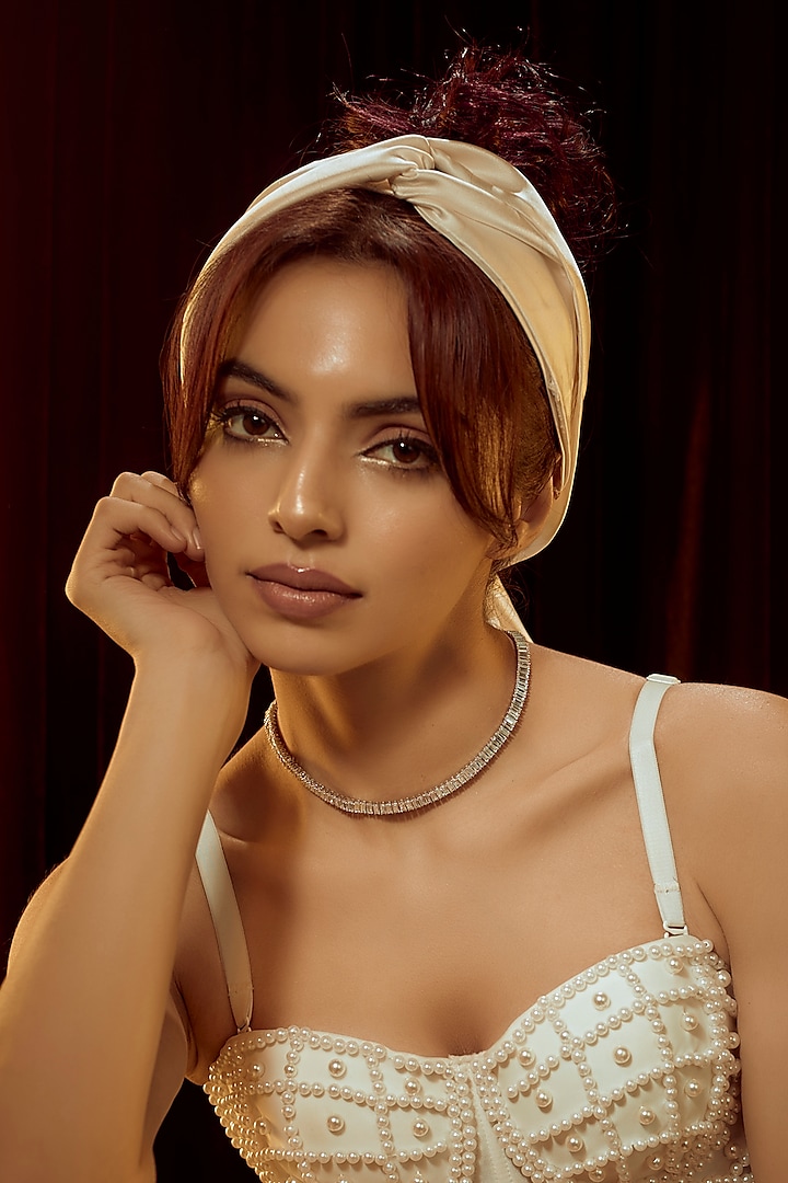 White Finish Swarovski Zirconia Necklace In Sterling Silver by Diosa Paris Jewellery at Pernia's Pop Up Shop