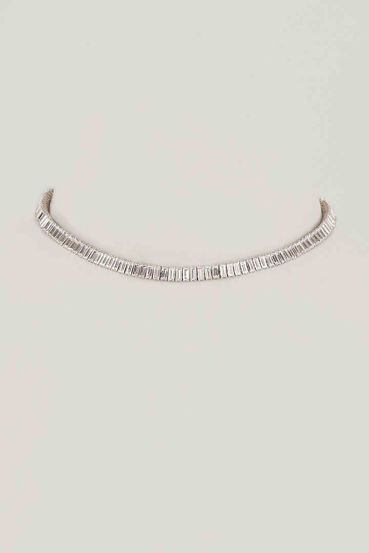 White Finish Swarovski Zirconia Necklace In Sterling Silver by Diosa Paris Jewellery at Pernia's Pop Up Shop