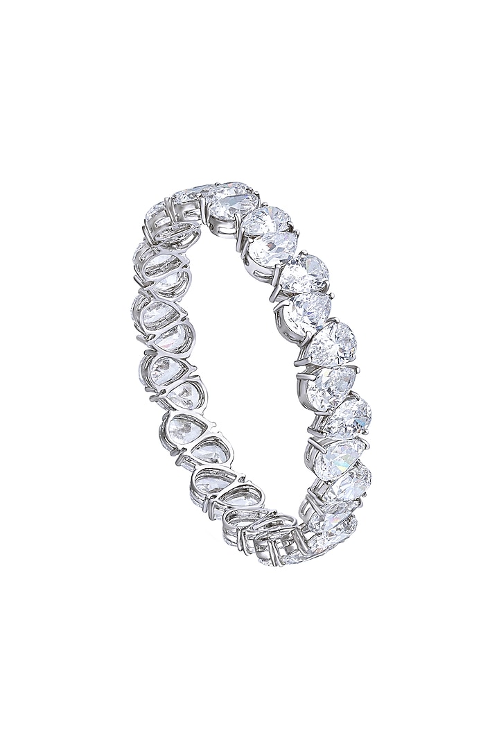 White Finish Pear-Cut Swarovski Zirconia Bracelet In Sterling Silver by Diosa Paris Jewellery at Pernia's Pop Up Shop
