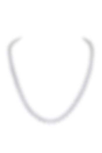 White Finish Swarovski Zirconia Solitaire Necklace In Sterling Silver by Diosa Paris Jewellery at Pernia's Pop Up Shop