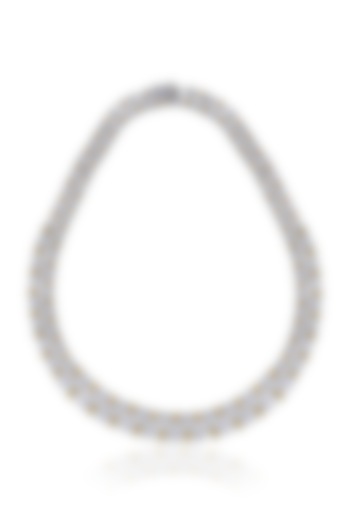 White Finish Yellow & White Swarovski Zirconia Solitaire Necklace In Sterling Silver by Diosa Paris Jewellery at Pernia's Pop Up Shop