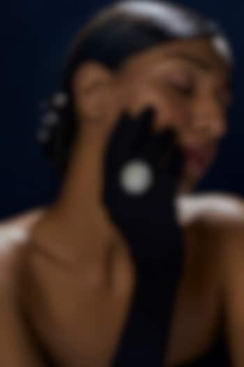 White Finish Swarovski Zirconia & Pearl Ring In Sterling Silver by Diosa Paris Jewellery at Pernia's Pop Up Shop