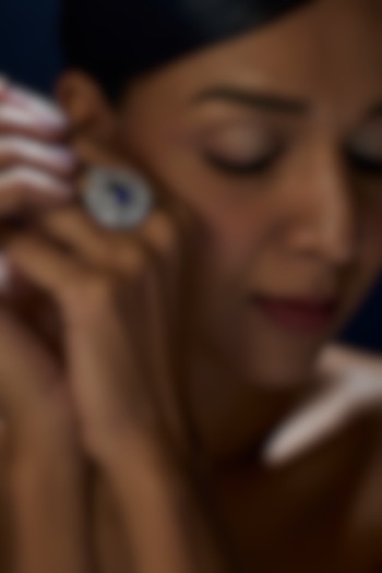 White Finish Emerald Cut Blue Stone Ring In Sterling Silver by Diosa Paris Jewellery at Pernia's Pop Up Shop