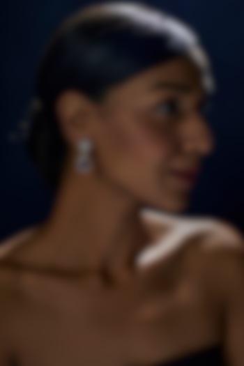 White Finish White & Blue Round Cut Swarovski Zirconia Dangler Earrings In Sterling Silver by Diosa Paris Jewellery at Pernia's Pop Up Shop