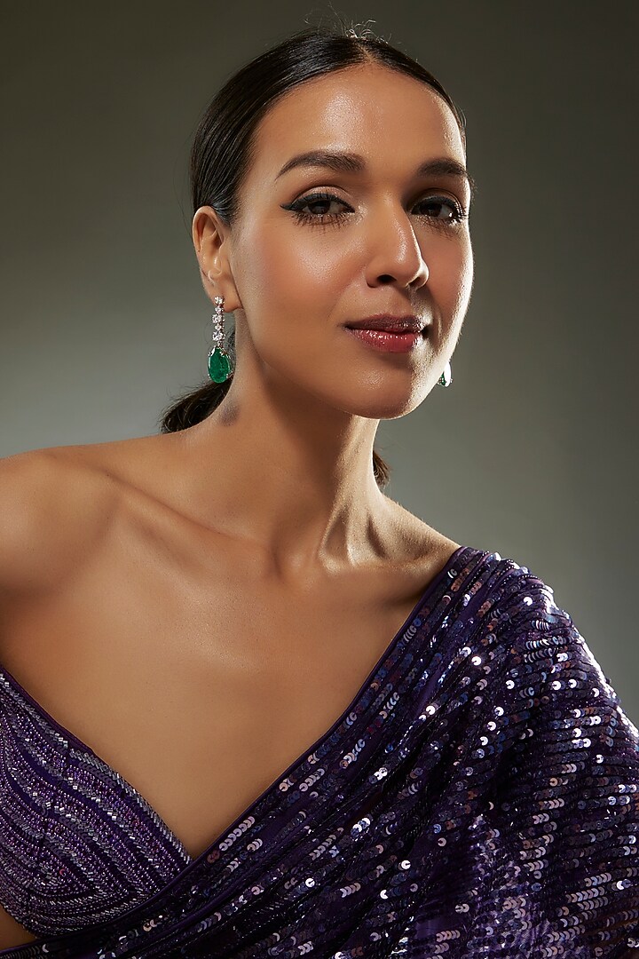 White Finish Swarovski Zircon Dangler Earrings In Sterling Silver by Diosa Paris Jewellery at Pernia's Pop Up Shop