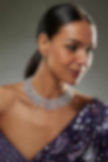 White Finish Swarovski Zircon Necklace In Sterling Silver by Diosa Paris Jewellery at Pernia's Pop Up Shop
