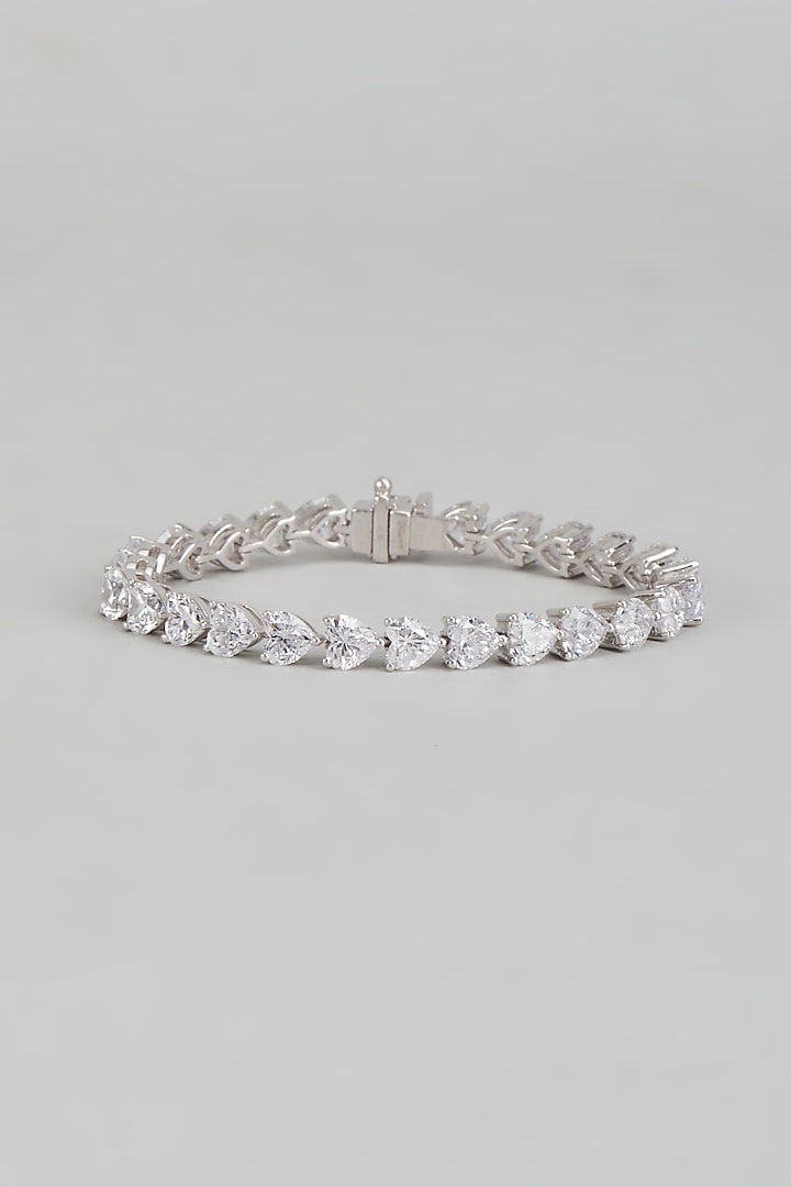 White Finish Swarovski Zirconia Tennis Bracelet In Sterling Silver by Diosa Paris Jewellery at Pernia's Pop Up Shop
