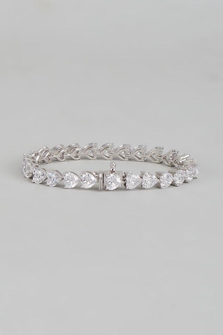 White Finish Swarovski Zirconia Tennis Bracelet In Sterling Silver by Diosa Paris Jewellery at Pernia's Pop Up Shop