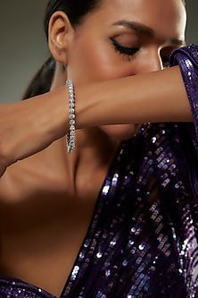 White Rhodium Finish Swarovski Zircon Bangle In Sterling Silver by Diosa Paris Jewellery-DESIGNER BANGLES