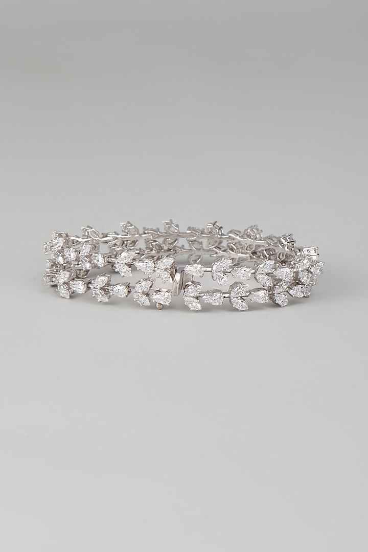 White Finish Swarovski Zircon Bracelet In Sterling Silver by Diosa Paris Jewellery at Pernia's Pop Up Shop